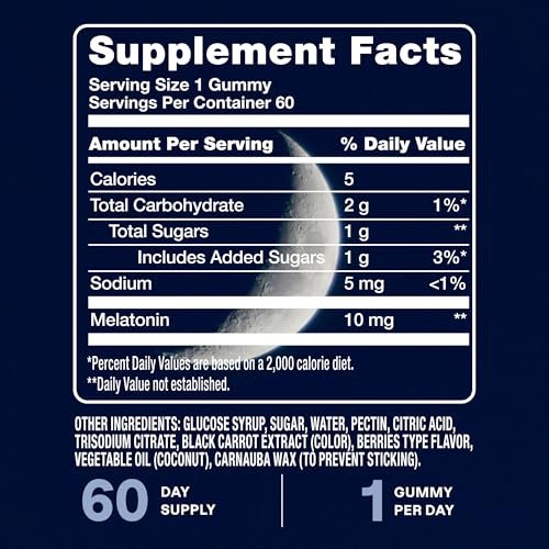 Cliganic Melatonin Gummies (10 mg, 60-Day Supply) - Adult Sleep Aid, Berry Flavor, Vegan, Non-GMO, Kosher, Gluten-Free Supplement, Helps Regulate Circadian Rhythm & Promotes Peaceful Nights - görsel 2
