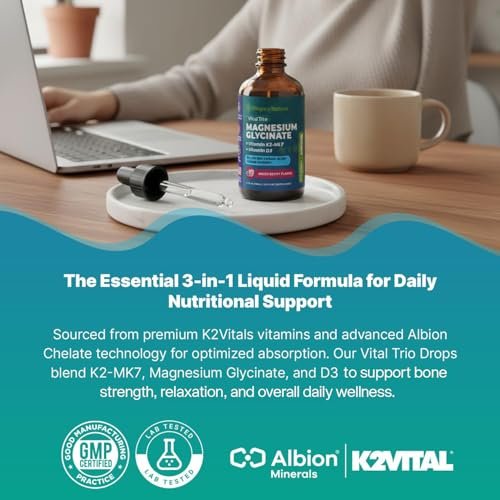 Magnesium Glycinate, Vitamin K2 & D3 – Vitamin D3: Essential for calcium absorption and immune function, vitamin – Image 13