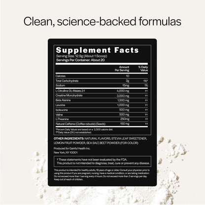 Gainful Pre Workout Powder, Caffeine Free with Creatine, L Citrulline, Beta Alanine, BCAA's, Energy & Muscle Support, 14 Servings (20 Servings, Strawberry Lemonade - Performance)