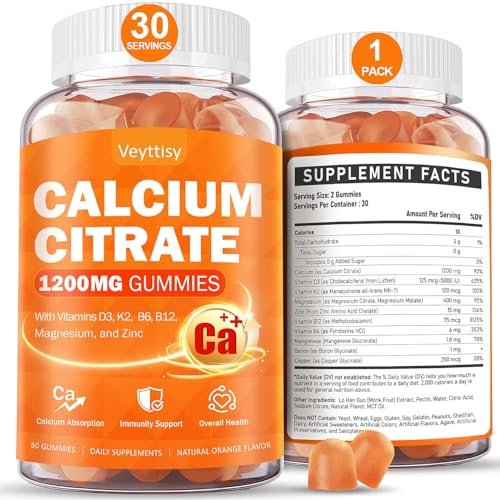 Calcium 1200 mg with Vitamin D3 Supplement – Vitamin D3 5000 IU: Enhances calcium absorption and supports immune – Image 16