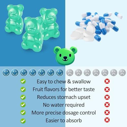 Magnesium Glycinate Gummies 500mg, Sugar-Free for Adults & Kids, Magnesium Gummies for Sleep, Stress & Muscle Relief, Supports Bone & Nerve Health, Vegan, Pectin-Based, 60 Count, Blueberry Flavor - görsel 12
