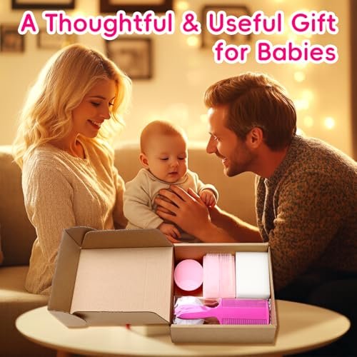 Cradle Cap Brush for Babies, Set of 5 Baby Bath Essentials with Bath Sponge Silicone Scrubber Long Handle Comb for Newborns Toddlers Boys Girls (Pink) - görsel 13