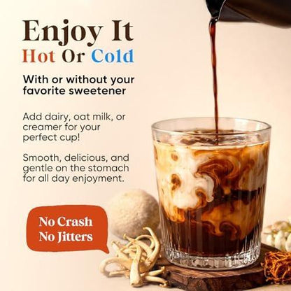 Fidus 16 in 1 Mushroom Coffee with 8000mg Adaptogenic Mushrooms with Ashwagandha, Probiotic, Magnesium and Lion's Mane Instant Mushroom Coffee for Focus, Energy, Immunity & Digestion, 40 Servings