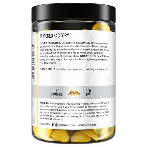 Jacked Factory Creatine Gummies 5g Daily Dose (1g per Gummy) - Creatine Gummy for Men and Women, Vegan-Friendly, Travel-Friendly, Third-Party Tested - 150 Gummies, Lemon - görsel 14