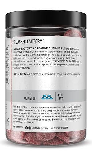 Jacked Factory Creatine Gummies 5g Daily Dose (1g per Gummy) - Creatine Gummy for Men and Women, Vegan-Friendly, Travel-Friendly, Third-Party Tested - 150 Gummies, Blue Raspberry - görsel 6