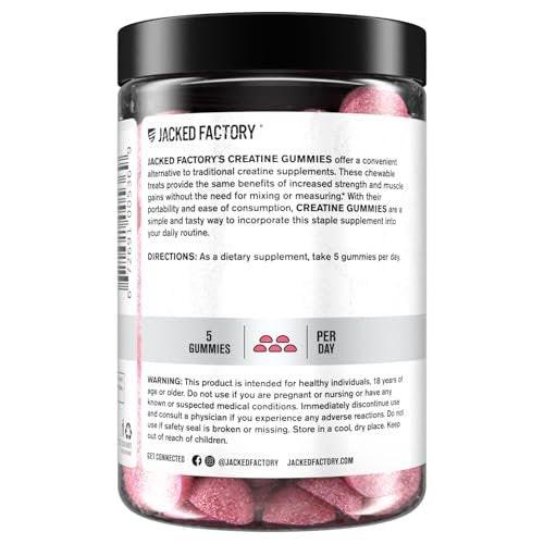 Jacked Factory Creatine Monohydrate Gummies 5g Daily Dose (1g per Gummy) - Creatine Gummy for Men and Women, Vegan-Friendly, Travel-Friendly, Third-Party Tested - 150 Gummies, Watermelon - görsel 11