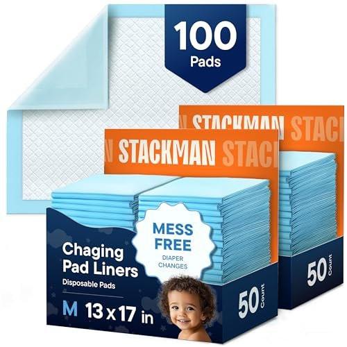 Disposable Changing Pads [100-Pack] Diaper Pad for Baby, Puppy & Dog - Pee & Wee Underpads - Chux Potty Training Liner - Changing Table Cover - 17"x13" Leak-Proof Liners for Incontinence & Travel Use - görsel 9