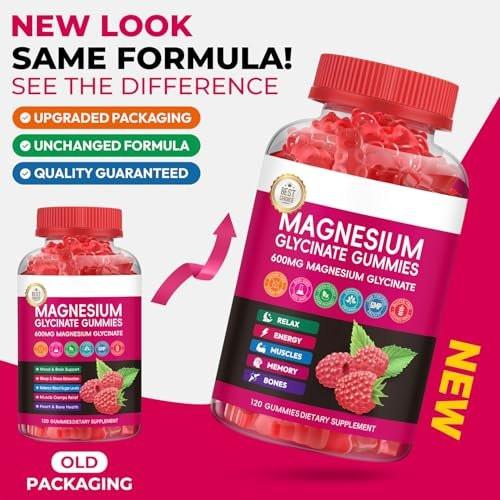 Magnesium Glycinate Gummies 600mg, High Absorption Magnesium Gummies with L-Threonate, Calcium, Vitamin B6, D3, Sugar Free Chews for Adults & Kids Relaxation, Stress Relief, Night Rest - görsel 7