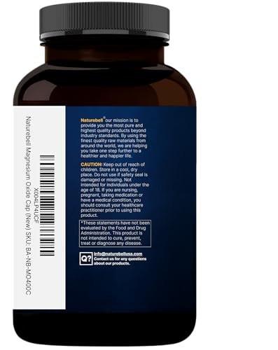 Magnesium Oxide 400mg, 400 Capsules | High Purity Elemental Form – Extra Strength – Essential Mineral Supplements for Muscle, Digestion, Bone, & Heart Support – Non-GMO & No Gluten - görsel 4
