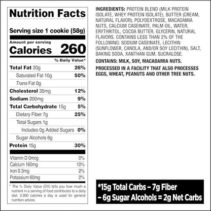 Quest Nutrition White Chocolate Macadamia Protein Cookie, 15g Protein, 1g Sugar, 2g Net Carbs, Keto Friendly, High Protein, Low Carb; 4 Count