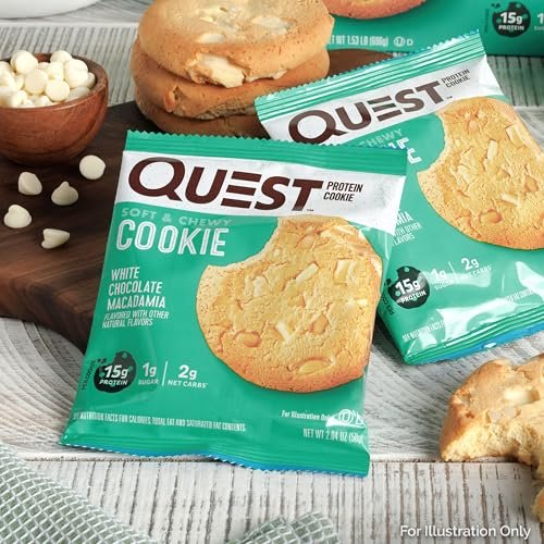 Quest Nutrition White Chocolate Macadamia Protein Cookie, 15g Protein, 1g Sugar, 2g Net Carbs, Keto Friendly, High Protein, Low Carb; 4 Count - görsel 10