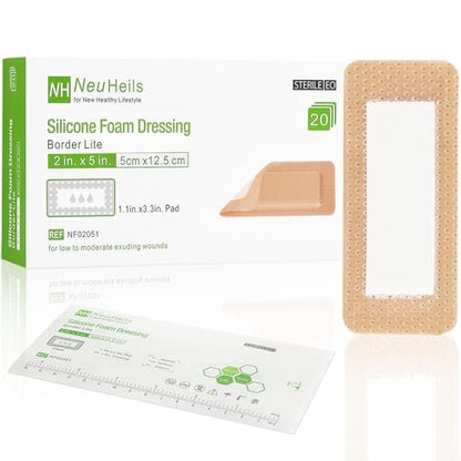 NeuHeils 20 Packs Silicone Foam Dressing – Pad Size: 1.1 inches x 3.3 inches (2.8 cm x 8.4 cm) – Image 17