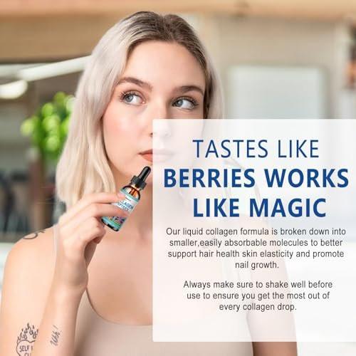 Collagen Peptides Liquid Drops, Multi Collagen Peptide for Skin Hair Nail Joints Bones Gut Health, Hydrolyzed Liquid Collagen Peptides w/Glucosamine Chondroitin MSM Biotin Vitamins for Women and Men - görsel 12
