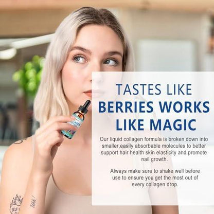 Collagen Peptides Liquid Drops, Multi Collagen Peptide for Skin Hair Nail Joints Bones Gut Health, Hydrolyzed Liquid Collagen Peptides w/Glucosamine Chondroitin MSM Biotin Vitamins for Women and Men
