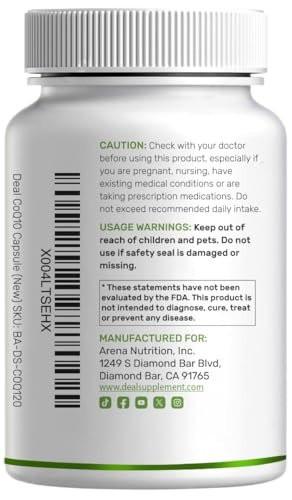 CoQ10 600mg, 120 Capsules – with Omega 3 Fatty Acid 100mg – Max Strength – Bioavailable Coenzyme Q10 Supplements – Heart, Energy, & Brain Health Antioxidant Support – Non-GMO - görsel 9