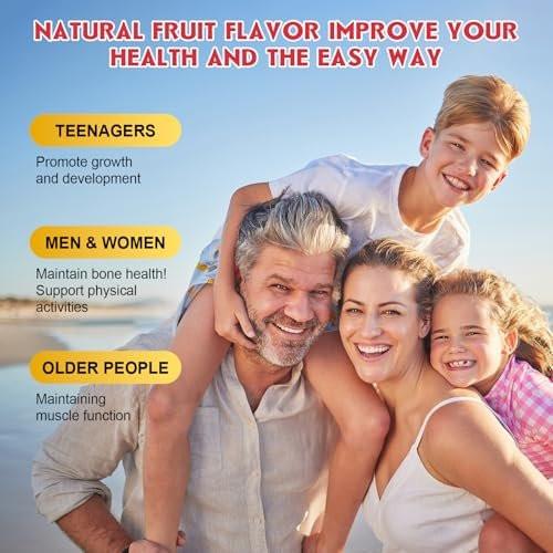 Calcium Citrate Gummies, Calcium 1200 mg with Vitamin D3, K2, Magnesium, Zinc for Bone, Muscle & Immune Support, High Absorption Calcium Supplement for Women & Men, Raspberry Flavor, 60 Chews - görsel 13