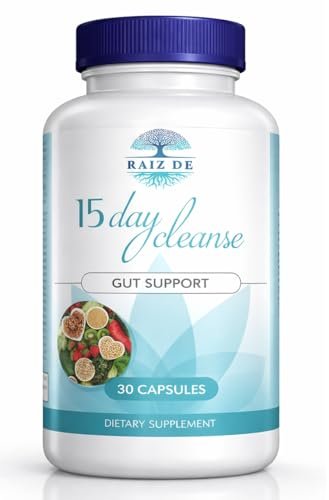 Raiz DE 15-Day Digestive Detox Gut Cleanse – Senna, Cascara Sagrada, Psyllium Husk & Probiotics | Natural and Gentle Colon & Gut Support for Regularity, Bloating Relief & Natural Detox | Vegan Non-GMO