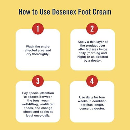 Desenex Anti-Fungal Foot Cream, Prescription-Strength 2% Miconazole Nitrate, Cures Most Athlete's Foot, Helps Relieve Itching, Burning & Scaling, All-Day Odor Control, Fresh Scent, 1oz