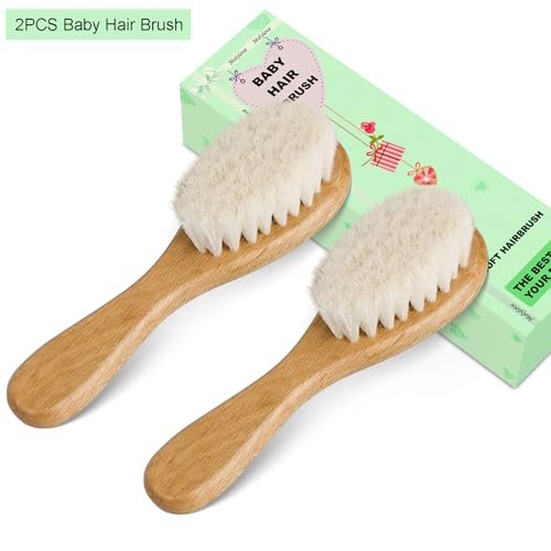 Molylove Baby Hair Brush, Wooden Baby Hair Brush for Newborns & Toddlers, Super Soft Goat Bristles Hair Brush, Toddler Hair Brush, Ideal for Cradle Cap (2PCS) - görsel 3