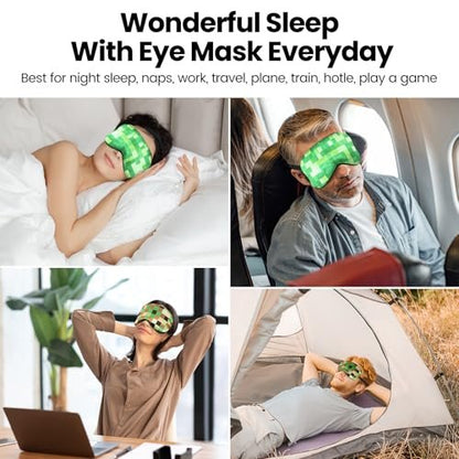 2 Pcs Sleep Mask for Kids Boys, Silk Eye Covers for Sleeping, Adjustable Strap & Light Blocking Design, Adult Children's Bedtime Blindfold for Travel and Home Use (My World)