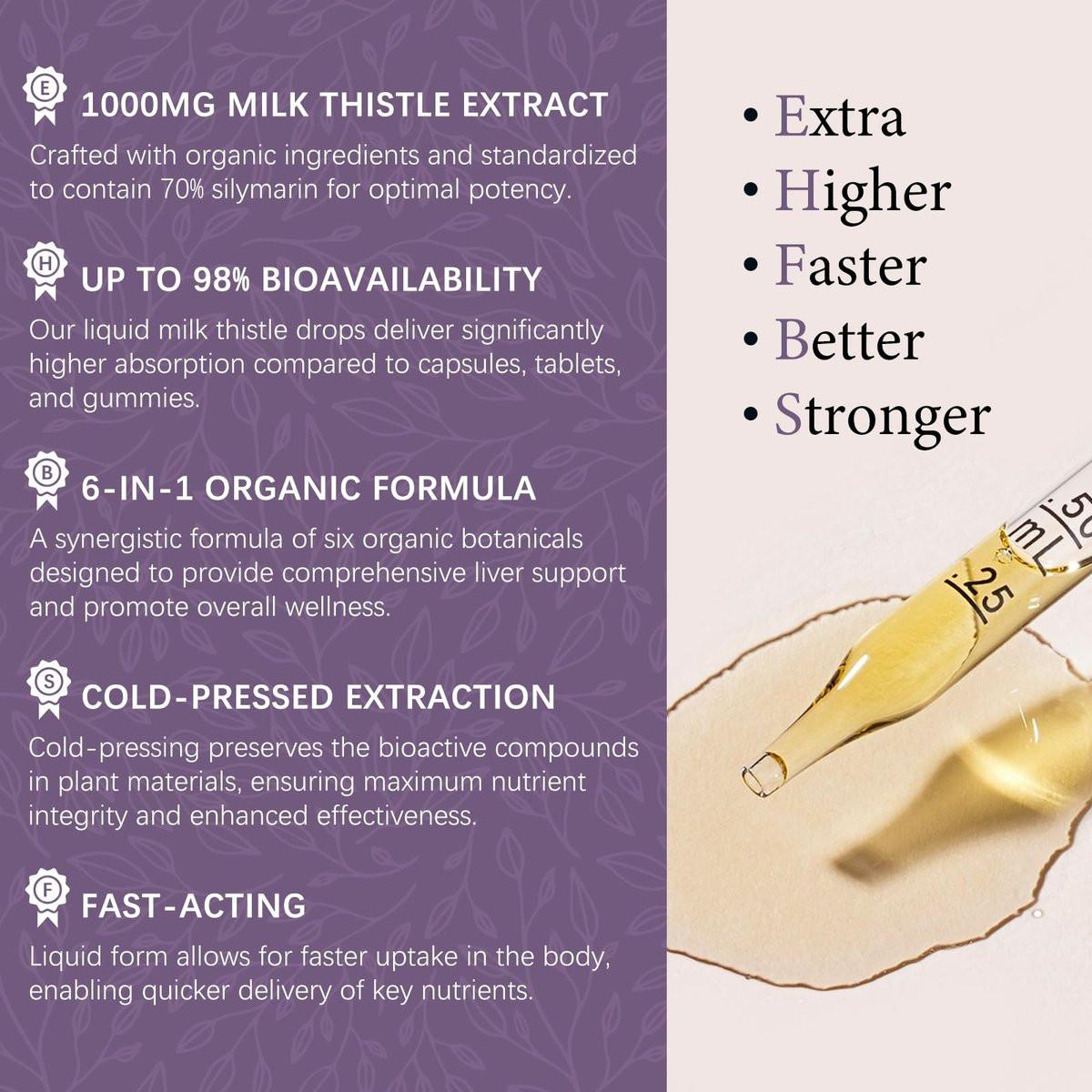 OASIS FORCE Organic Milk Thistle Extract Liquid, Silymarin Milk Thistle Drops Supplement with Dandelion & Artichoke for Digestive Health, Daily Vitality & Liver Support, Vegan, Alcohol-Free, 2 FL OZ - görsel 7