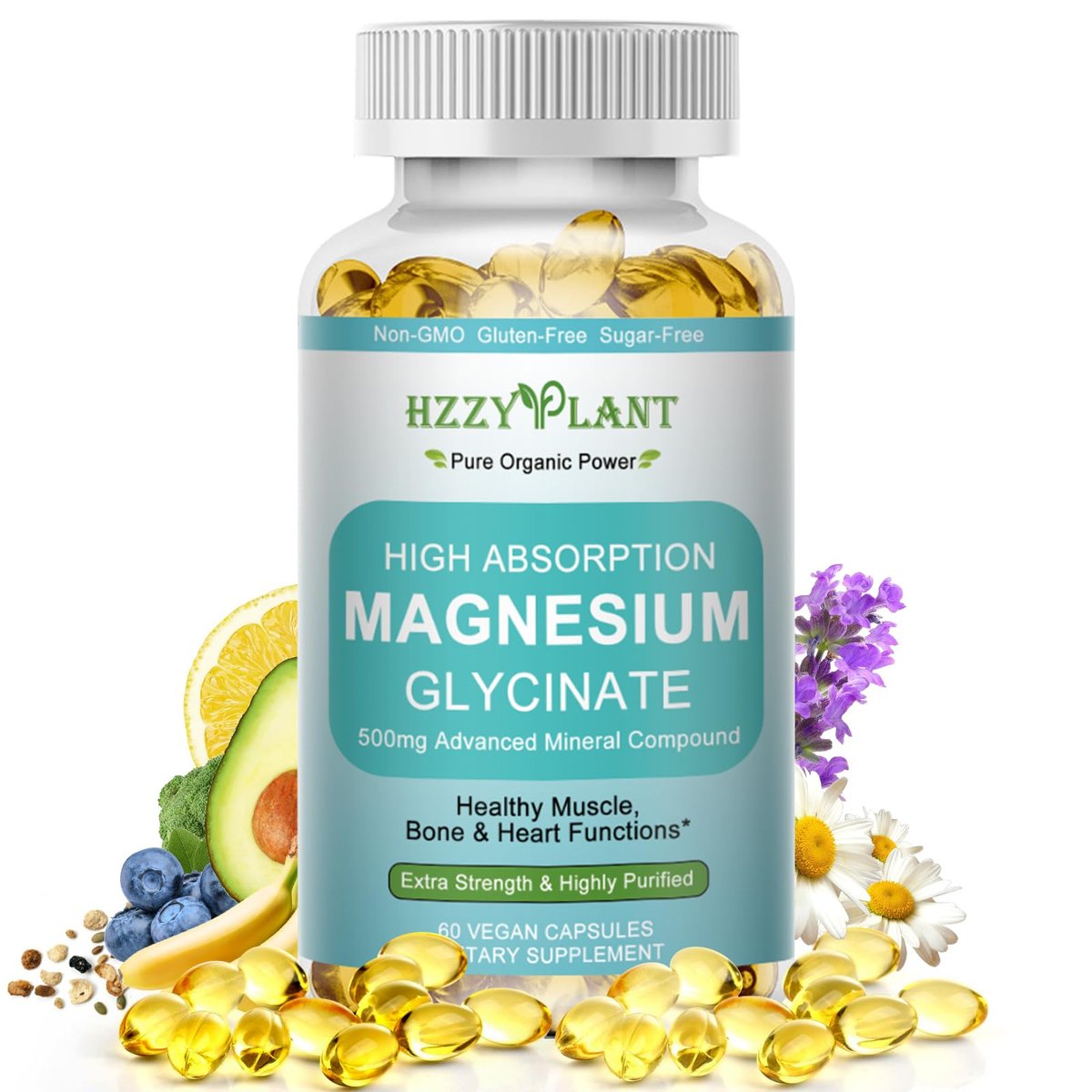 Magnesium Glycinate 500mg Softgels, High Absorption Magnesium Supplement Softgel Capsules for Muscle, Heart, Sleep & Bone Support, Stress Relief, Nerve Health & Metabolism, Non-GMO, 2 Month Supply - görsel 8