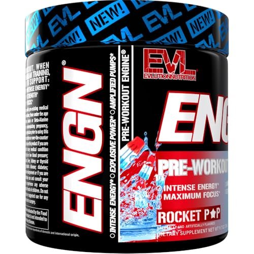 Evlution EVL Intense Pre Workout with Creatine - ENGN Energizing Pre Workout for Men Powder Drink for Lasting Energy Focus and Recovery - with Beta Alanine Caffeine and L Theanine - Rocket Pop - görsel 7