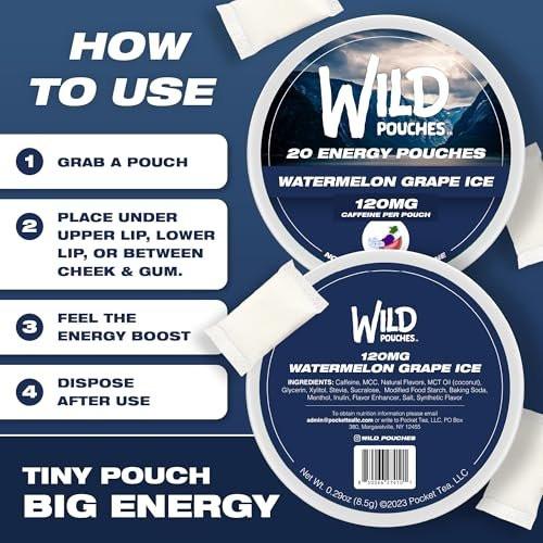 Wild 120mg Caffeine Pouches Nicotine Free Watermelon Grape Ice - 20 x Energy Pouches - Caffeine Pouch - görsel 9