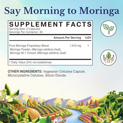 Vitalitown Moringa Capsules, Pure Moringa Oleifera Leaves, No Sticks, No Caffeine, Energy, Immune, 60 Capsules - görsel 4