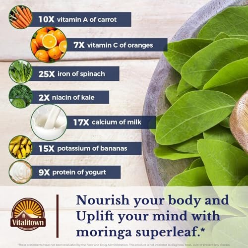 Vitalitown Moringa Capsules, Pure Moringa Oleifera Leaves, No Sticks, No Caffeine, Energy, Immune, 60 Capsules - görsel 8