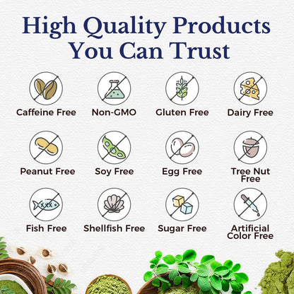 Vitalitown Moringa Capsules, Pure Moringa Oleifera Leaves, No Sticks, No Caffeine, Energy, Immune, 60 Capsules