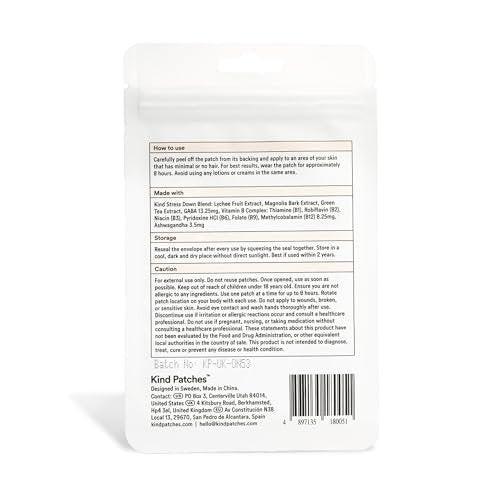Kind Patches Stress Down Patches - Vitamin B12, Vitamin D3 and Ashwagandha Calming Strip - Natural Ingredients for Daily Stress Support - 30 Count - görsel 13