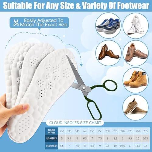 2 Pairs - Steppers Insoles 4D Cloud Massage Cushion for Foot & Joint Support, Memory Foam Insoles for Men & Women (Black, Men 5-7.5 / Women 6.5-9) - görsel 10