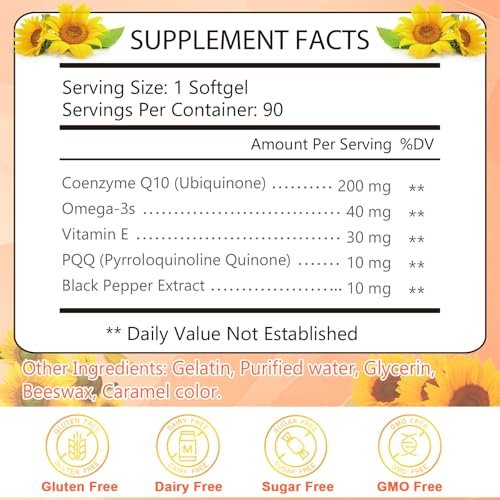 KFG CoQ10 200mg Softgels - Coenzyme Q10 Supplement for Heart Health, Cardiovascular Support, Immune System & Cellular Energy Production, Gluten Free - görsel 6