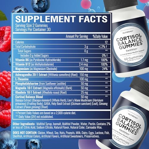 NutraPep Cortisol Gummies for Women Men - 13-in-1 High Cortisol Reducer with Ashwagandha Magnesium L-theanine Rhodiola Rosea - Daily Cortisol Detox Manager for Stress Focus Support - Vegan Sugar Free - görsel 6