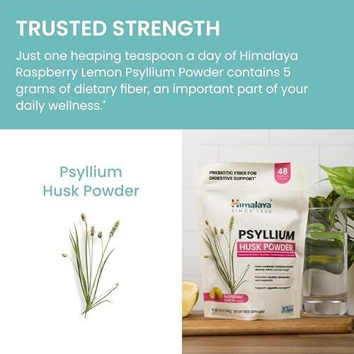 Himalaya Raspberry Lemon Psyllium Husk Powder, Daily Fiber Supplement for Digestive Health & Regularity, Sugar-Free, Gluten-Free, Vegan, No Artificial Colors, Easy-to-Mix, 12 oz (340 g) - görsel 1