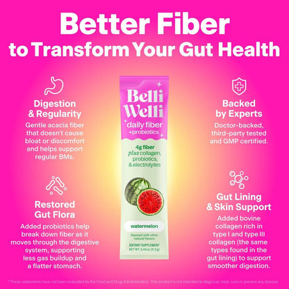 Belli Welli Daily Fiber Supplement Packets – Debloating Support: The fiber and probiotic blend helps reduce – Image 2