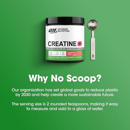 Optimum Nutrition Creatine Monohydrate Plus Powder, Strawberry Peach Flavored Creatine Performance Blend, with Electrolytes for Hydration, Added Vitamins, 40 Servings, 360 Grams