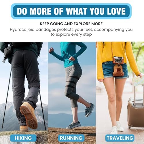 Gel Blister Bandages Hydrocolloid Bandages for Sports, Runners & Travel - 24ct Blister Cushions for Feet, Toe & Heel - Water Resistant Blister Pads for Prevention & Recovery (Variety Pack) - görsel 12