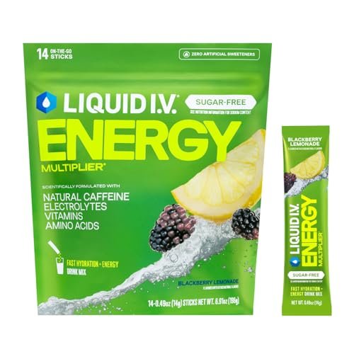 Liquid I.V.® Hydration Multiplier Sugar-Free + Energy - Blackberry Lemonade | Electrolyte Powder Drink Mix | 1 Pack (14 Servings) - görsel 3