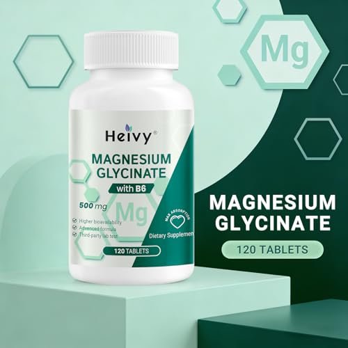 Heivy Pure Magnesium Glycinate 500mg with Vitamin B6, 100% Chelated & Purified Supports Nerve Relief, Sleep Aid & Muscle Support, Vegan & Non-GMO, Made in USA, 3rd Party Tested, 120 Tablets - görsel 12
