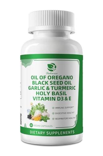 Organic Oil of Oregano Capsules with Black Seed Oil, Garlic, Turmeric, Holy Basil, Vitamin D3, E & Black Pepper for Better Absorption – Immune, Digestive & Respiratory – Vegan, Non-GMO, 2 Month Supply - görsel 9