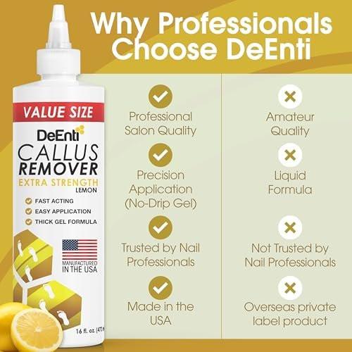 DeEnti Callus Remover for Feet, Extra Strength Foot Callus Remover Gel, 16oz Salon Grade Home Pedicure Supplies for Dry Skin, Cracked Heel, Professional Strength Foot Care, Lemon - görsel 12