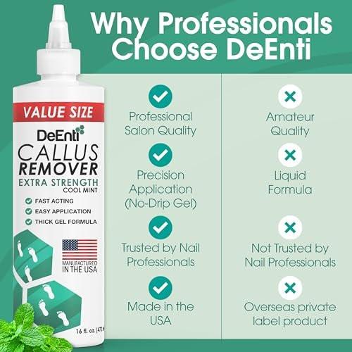 DeEnti Callus Remover for Feet, Extra Strength Foot Callus Remover Gel, 16oz Salon Grade Home Pedicure Supplies for Dry Skin, Cracked Heel, Professional Strength Foot Care, Cool Mint - görsel 11
