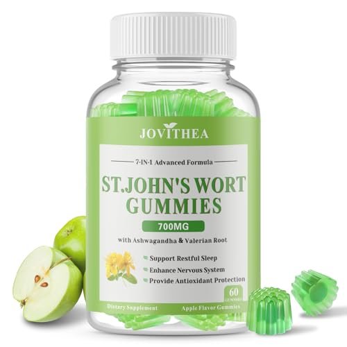 St John's Wort Gummies 700mg, Natural Herbal Supplement for Adults & Kids, Support Calm, Relaxation & Brain Health, Vegan, Non-GMO, Gluten Free, Apple Flavor, 60 Count - görsel 13