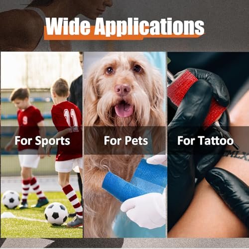 Upgraded 9-Pack Self Adhesive Bandage Wrap – 2 Inches × 5 Yards Elastic Cohesive Bandage Wrap, Self Sticking Vet Wrap, Stretch Sports Athletic Wrap Self-Adhering Adherent Wrist Tape (Multi Color) - görsel 10