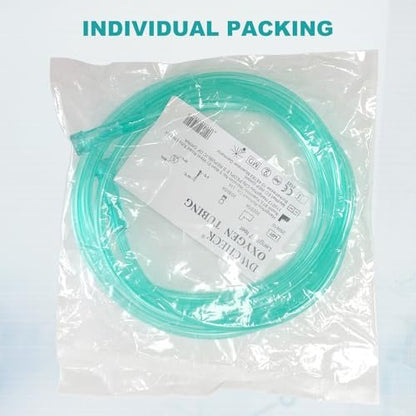 DWCHECK 3 Pack Oxygen Tubing, 50Ft Green Crush Resistant Oxygen Supply Tubing, Non Kinking Durable Oxygen Tubes, Universal Interface, Individually Packaged