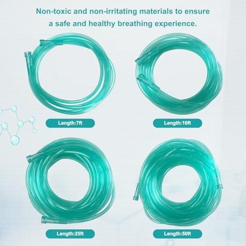 DWCHECK 3 Pack Oxygen Tubing, 25Ft Green Crush Resistant Oxygen Supply Tubing, Non Kinking Durable Oxygen Tubes, Universal Interface, Individually Packaged - görsel 9