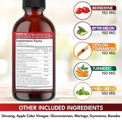 Berberine with Ceylon Cinnamon Supplement – Size: 2 Fl Oz (Pack of 1) – Image 6