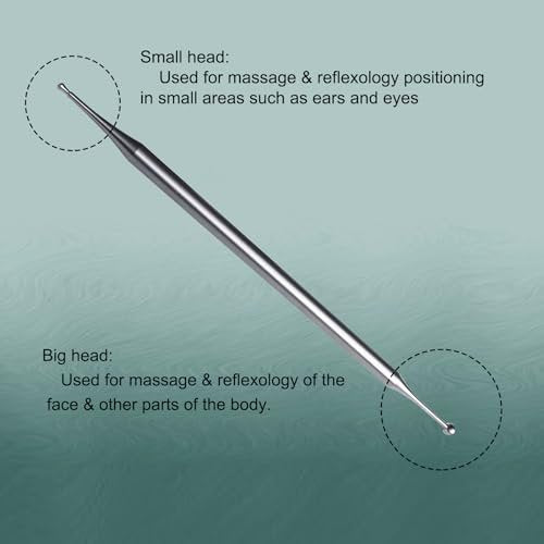 BYYDDIY Stainless Steel Dual Head Facial Reflexology Tools, Ear Massage Tool, Body Point Probe Pen & Trigger Point Massager Tool for Deep Tissue (P-S) - görsel 3
